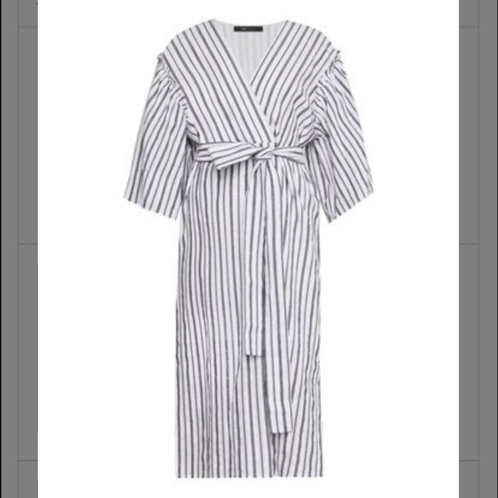 NWOT BCBG MIDI TIE WAIST PINSTRIPE DRESS